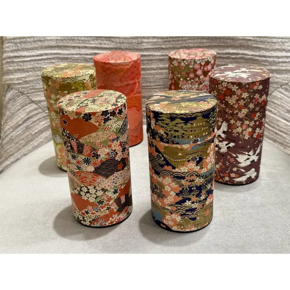 Vintage Japanese Tea Canisters Washi Paper Wrapped Teavana Coffee Storage Bundle